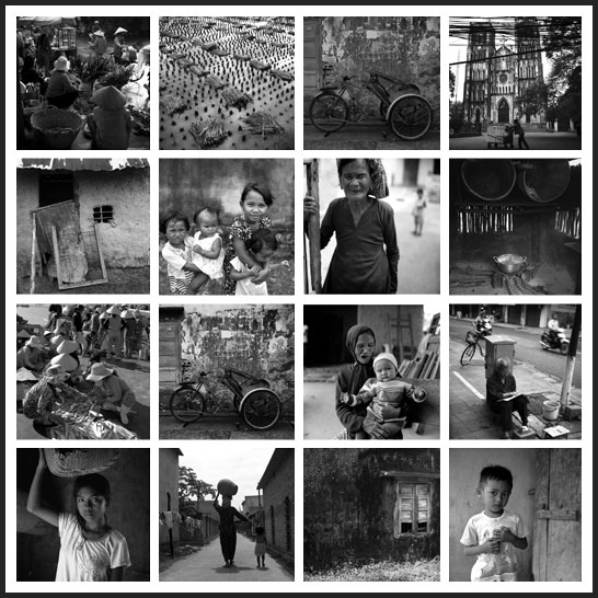 Long Thanh's photographic repertoire is unique as its wide-ranging. His landscapes are often moody, contrasting the natural beauty of Vietnam with the continuing struggle in people's daily lives, while Long Thanh's portraiture captures the essence of the Vietnamese people, especially his high-contrast pictures of old people who have witnessed more than their fair share of tradegy over the generations.